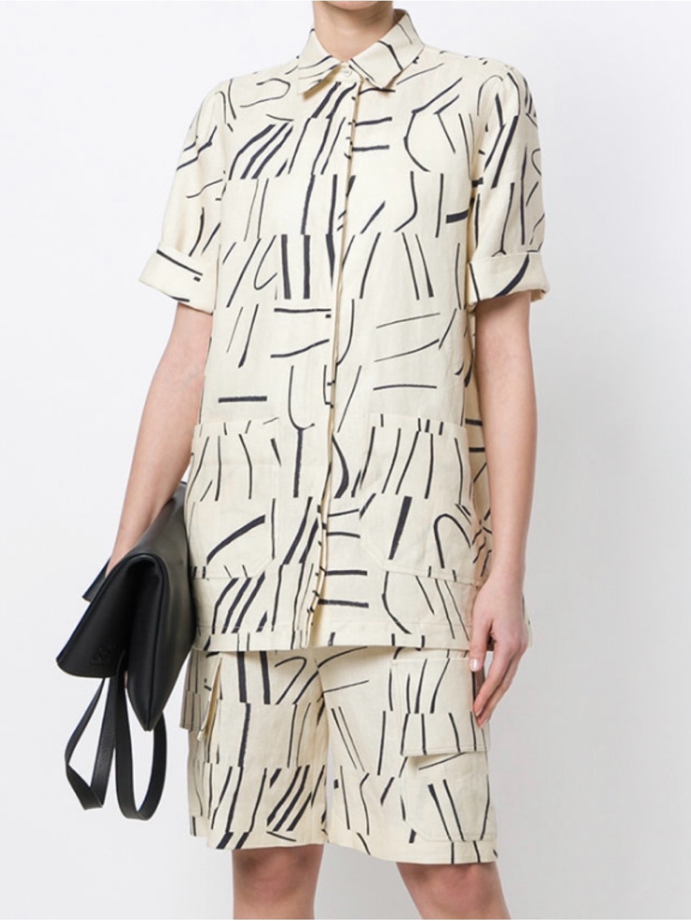 VICTORIA BECKHAM Abstract Print Cream Button-Front Shirt